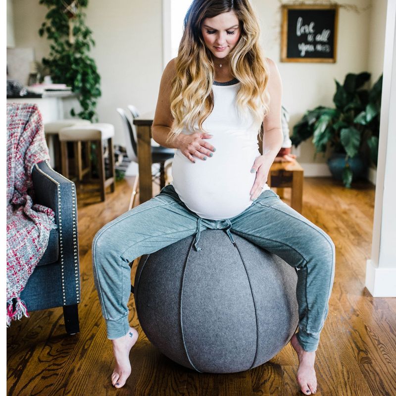 Vivora Luno MAX Classic Series 75 Cm Circumference Luxury Felt Sitting and Fitness Ball Chair with Handle, Anthracite