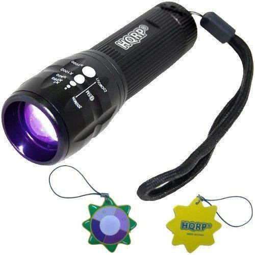 HQRP 3W High Power LED 390nm UV Flashlight Blacklight with Zoom Torch plus HQRP UV Meter
