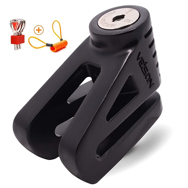 Disc Lock For Motorcycle and Bicycle With 6mm Lock Pin And Remind Cable Heavy Duty Body No Key To LockBlack