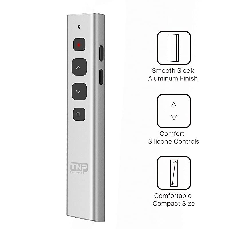Wireless Presenter Remote Presentation Pointer Clicker PowerPoint Slide Advancer USB Rechargeable PPT Pen Mouse for Mac Windows Keynote Laptop Computer Google Slides Silver