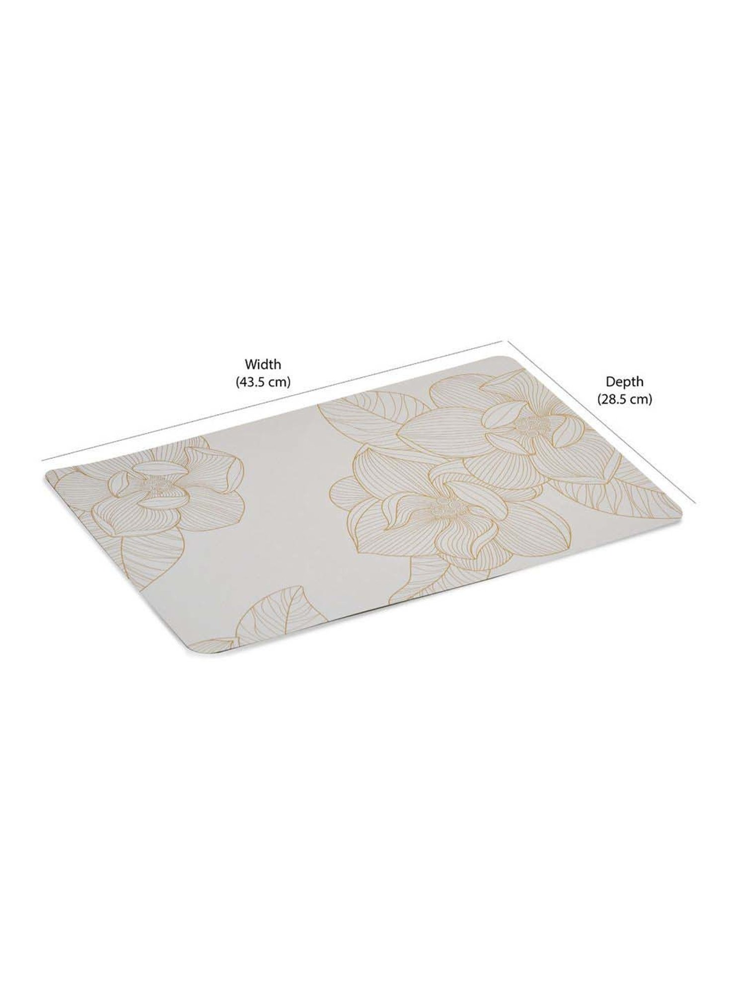 @home White Stainless Steel Rectangular Floral Table Placemat - Set of 4