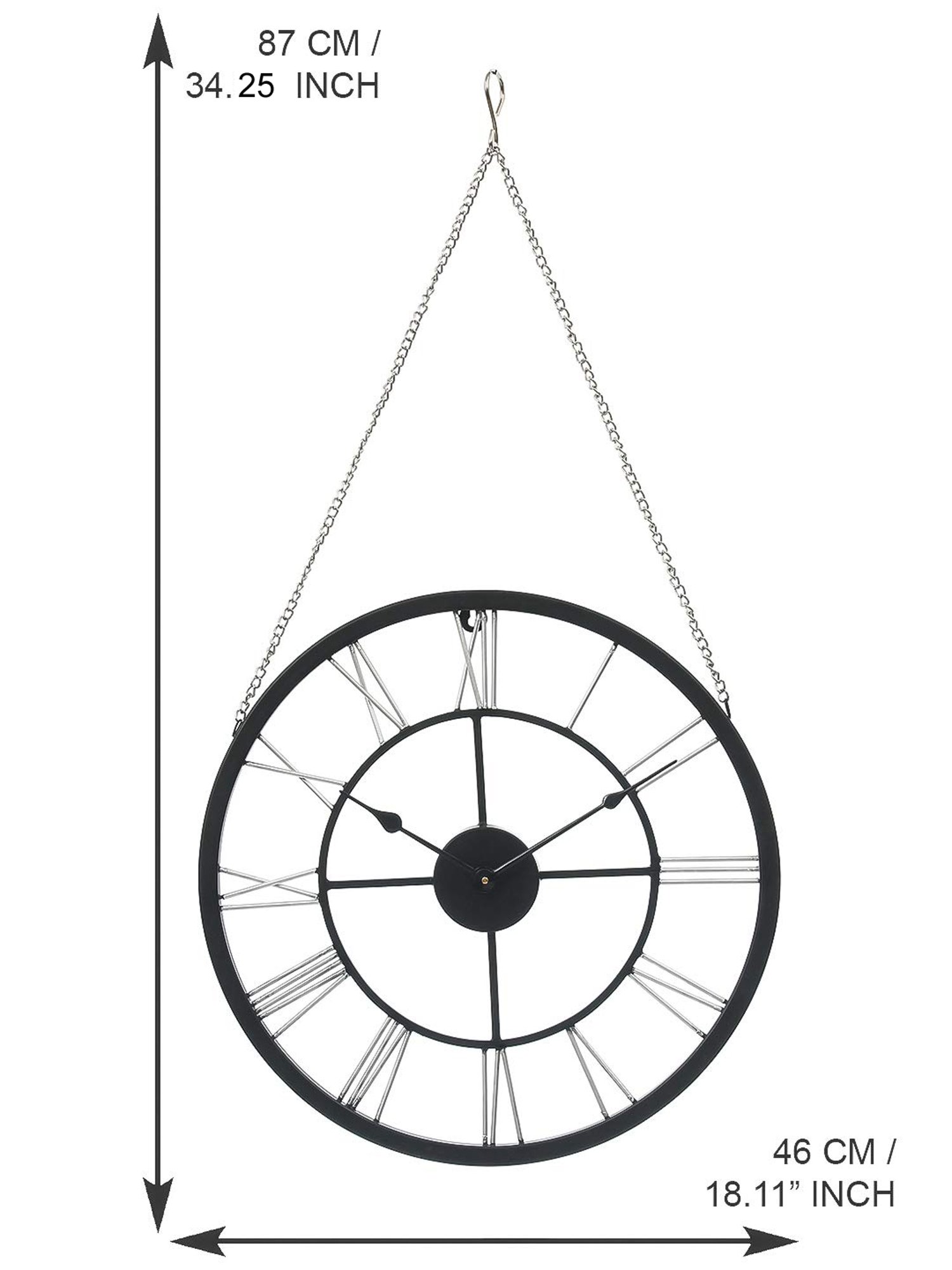 CHRONIKLE Round Black & Silver Iron Wall Clock