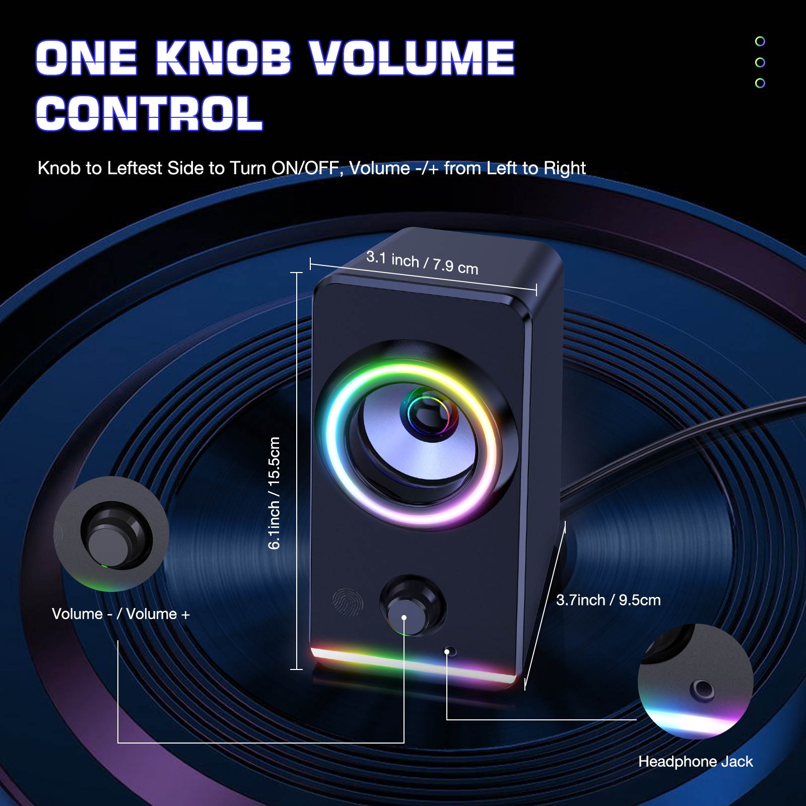 X6 5Wx2 USB Wired Speaker with RGB Lighting & 3.5mm AUX Interface, Cable Length: 1.3m(Black)