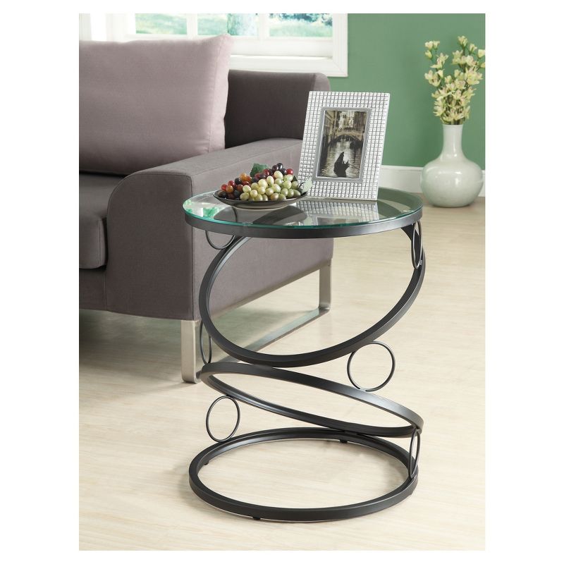 Accent Table - Black Metal with Tempered Glass - EveryRoom