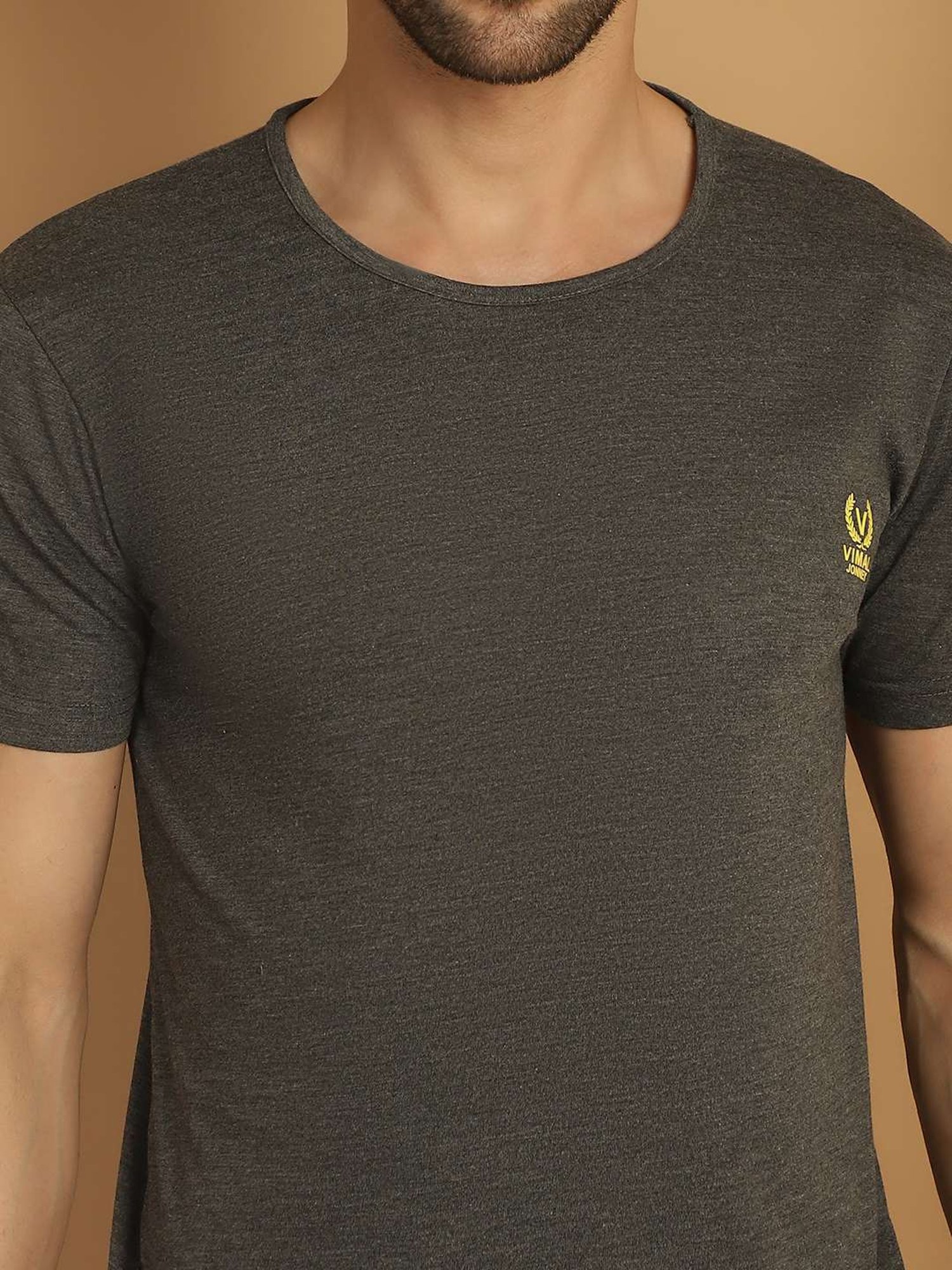 Vimal Jonney Brown & Grey Regular Fit T-Shirt