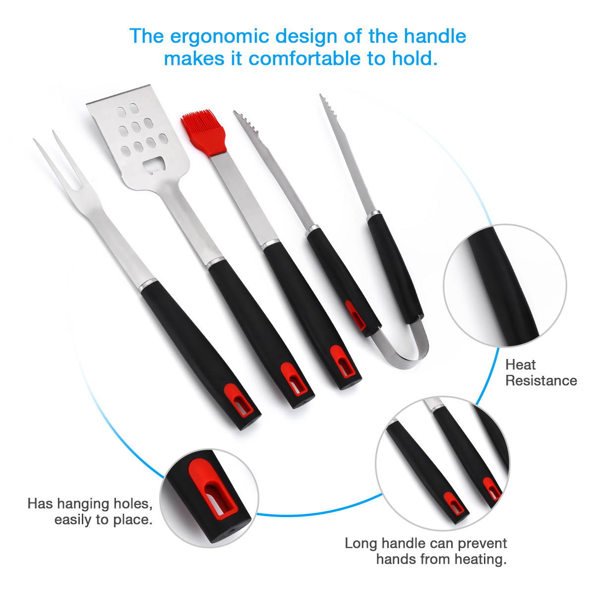 FirstPower 4Pcs Stainless BBQ CLUB Grill Tool Set  Piece-Tongs, Spatula, Fork, Brush