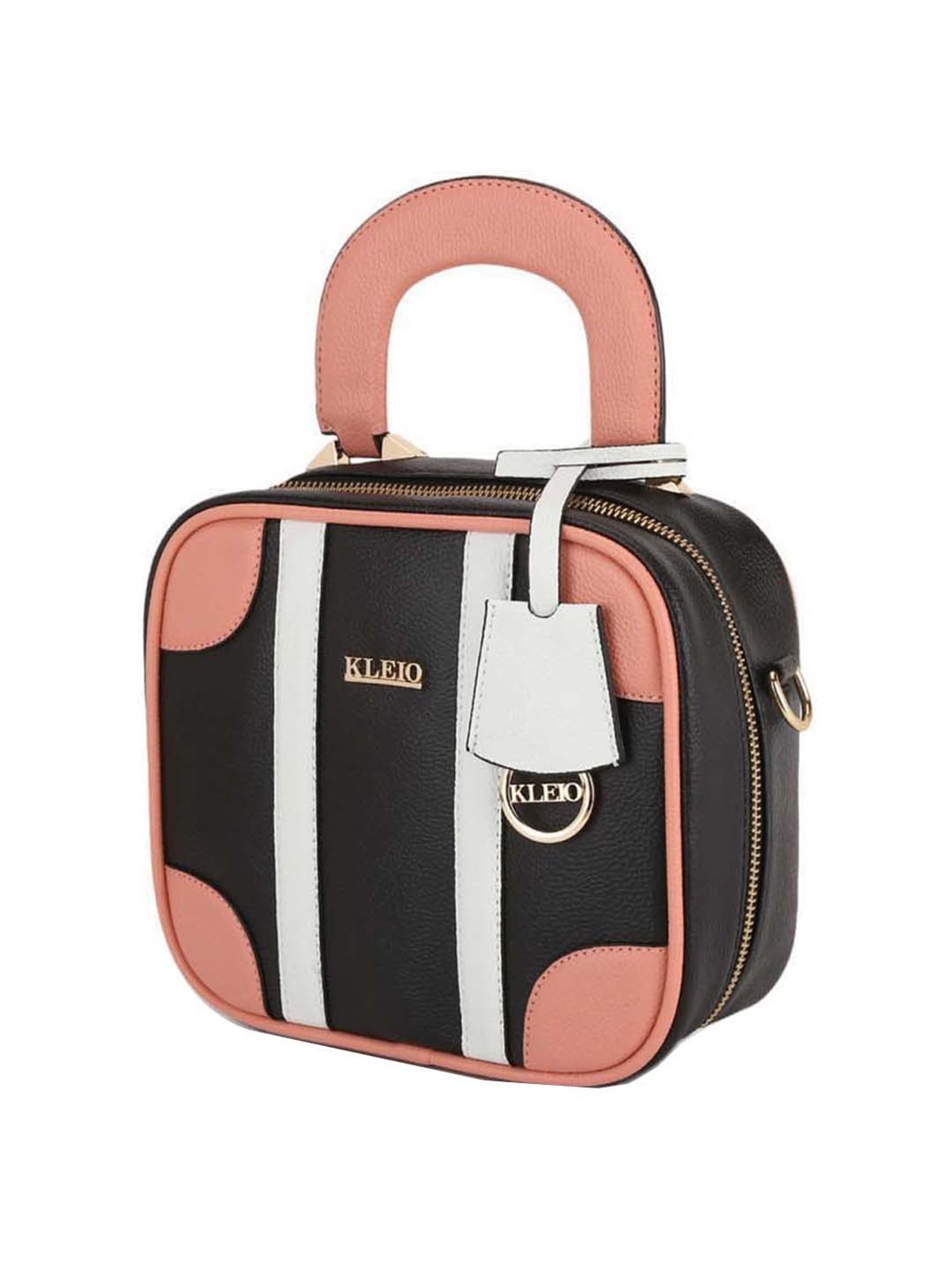 KLEIO Black Solid Medium Handbag