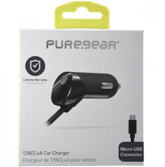New OEM   12W/2.4A Black Micro USB Corded Car Charger