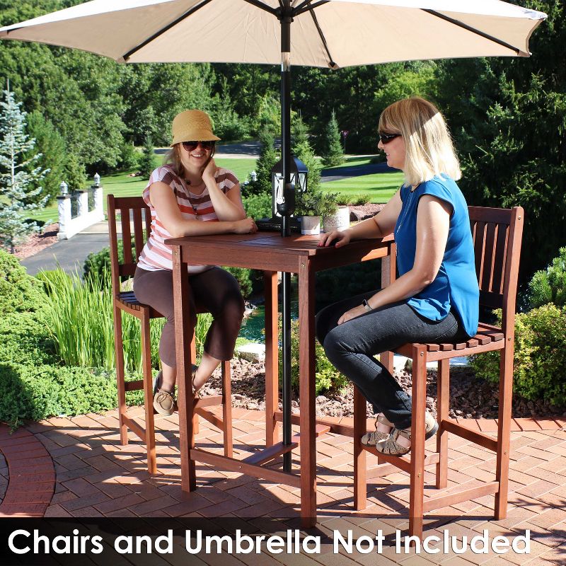 Sunnydaze Outdoor Meranti Wood with Teak Oil Finish Square Patio Tall Bar Height Table - 27" - Brown