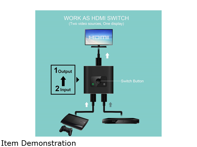 HDMI Switch 4K HDMI Splitter- YXwin Aluminum Bi-Directional HDMI Switcher 2 Input 1 Output, HDMI Switch Splitter 2 x 1/1 x 2. No External Power Required, Support 4K 3D HD 1080P for Xbox PS4 Roku HDTV