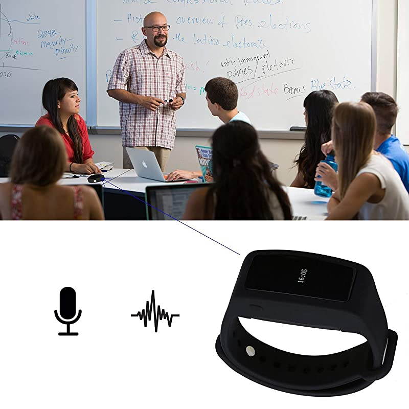 Watch Digital Audio Recorder 8GB Voice Activated RecorderPortable Sound Recorder with Playback and MP3 FunctionBlack