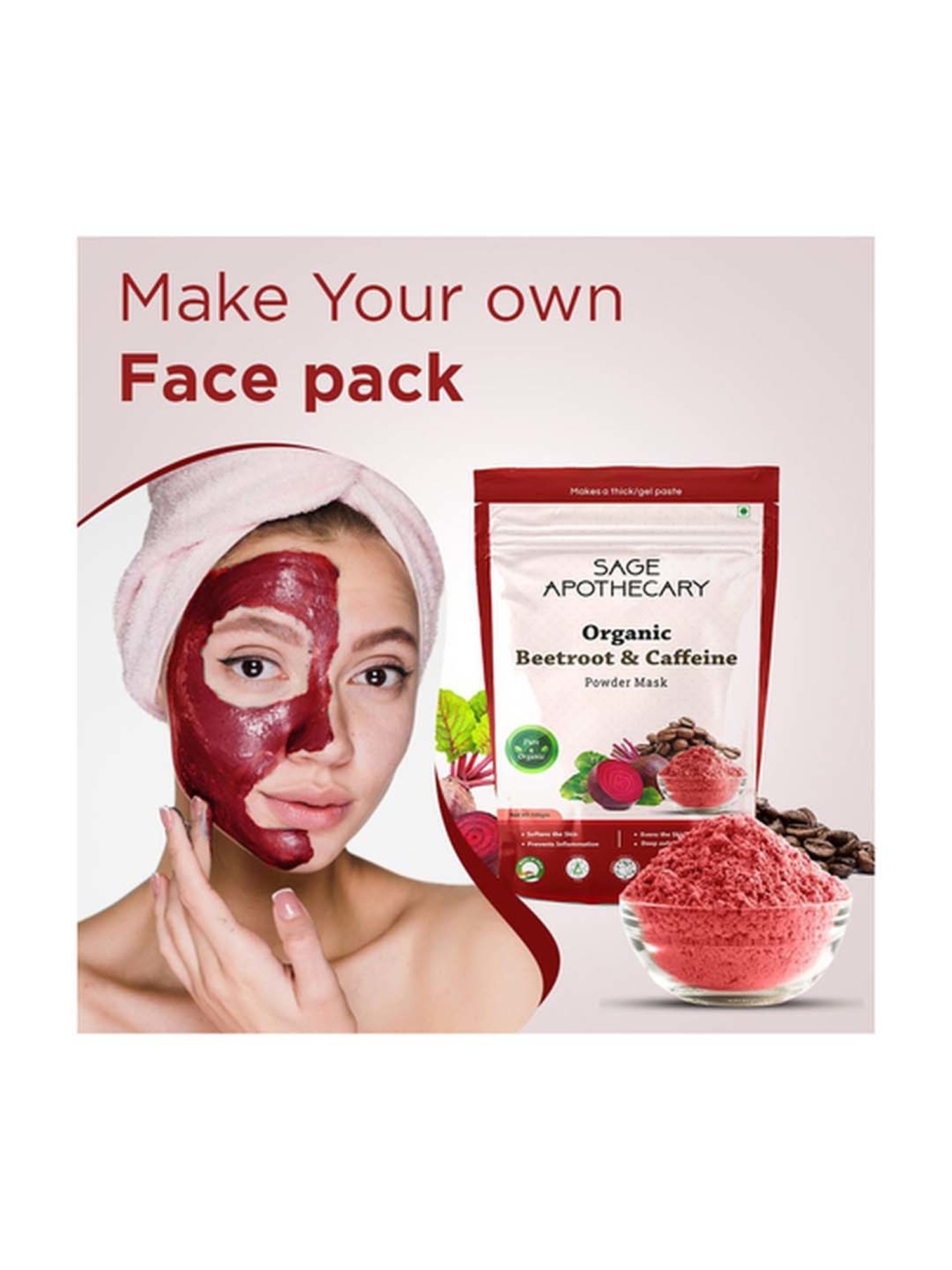 Sage Apothecary Beetroot Caffeine Face Mask - 100 gm