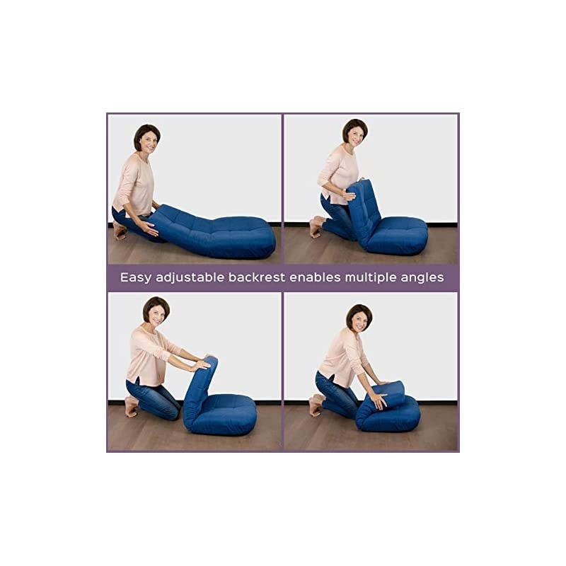 Easy Lounge Floor Chair- Adjustable Padded Folding Chair with Back Support, Comfortable Gaming Chair with Backrest for Home and Office, Blue&hellip;