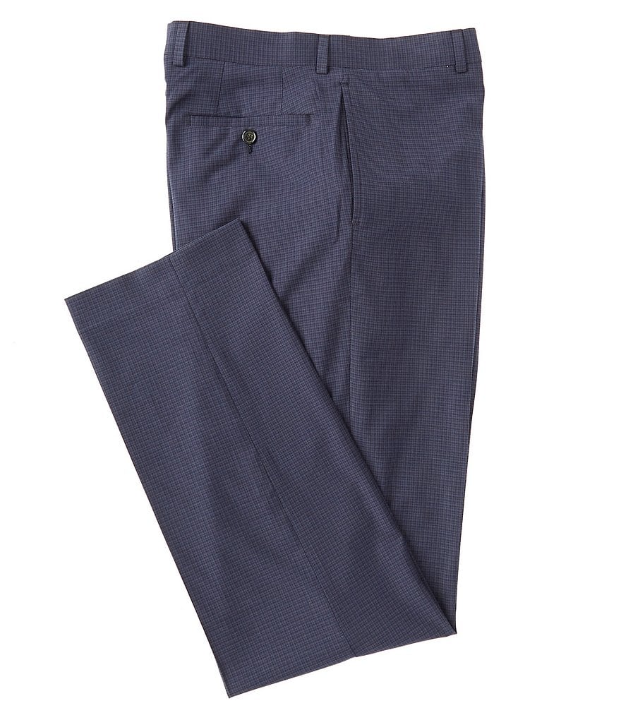 Hart Schaffner Marx Plaid Flat-Front Trouser Pants