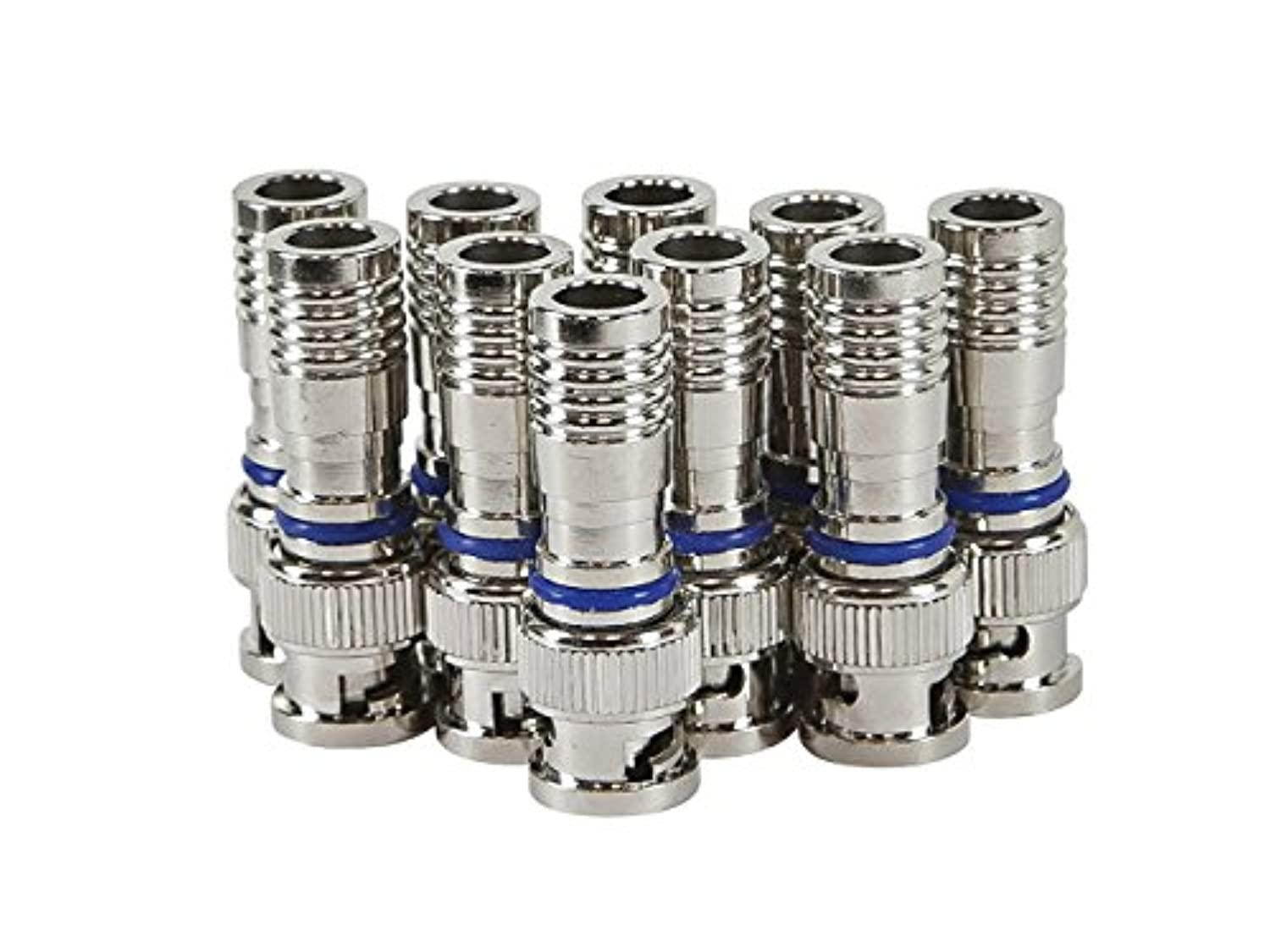 HDView 10PCS CCTV Male BNC Compression Connector RG59 Coax Cable Adapter for Security Camera, Best Quality