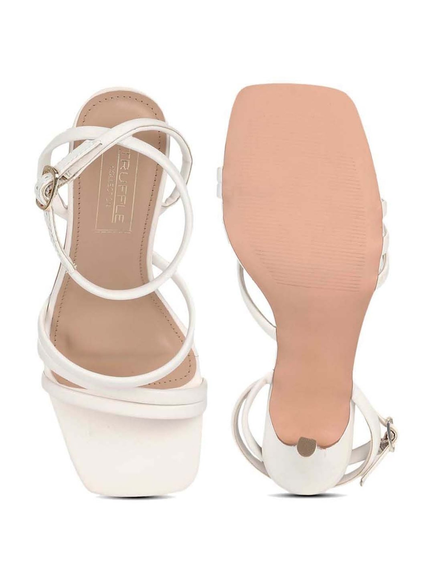 Truffle Collection Women's White Ankle Strap Stilettos