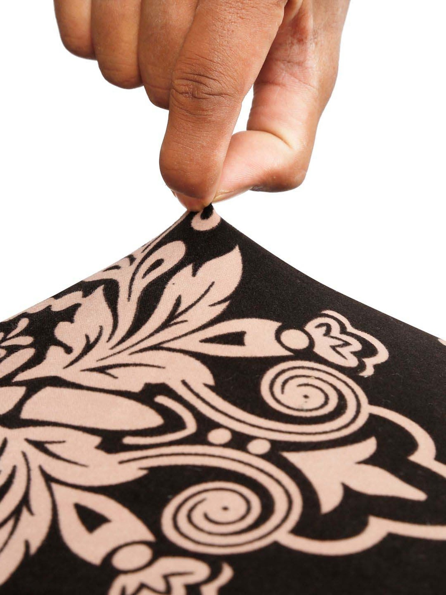 HOSTA HOMES Black Polyester Stretchable Printed Chair Cover - Set of 6