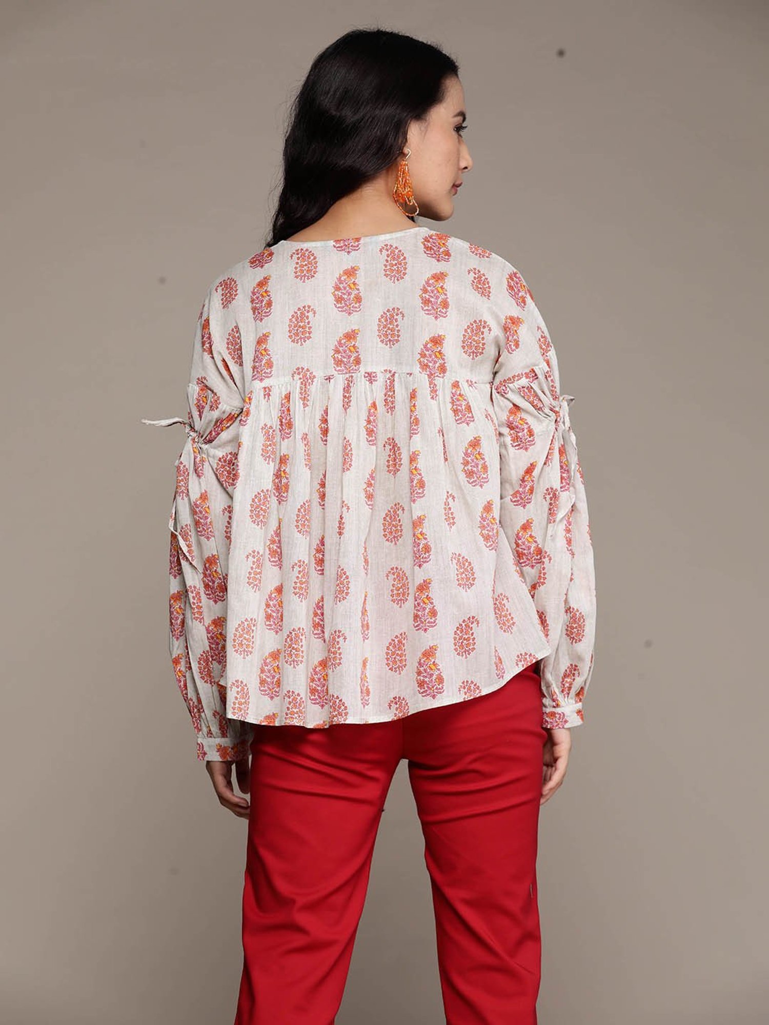 aarke Ritu Kumar Grey Printed Top