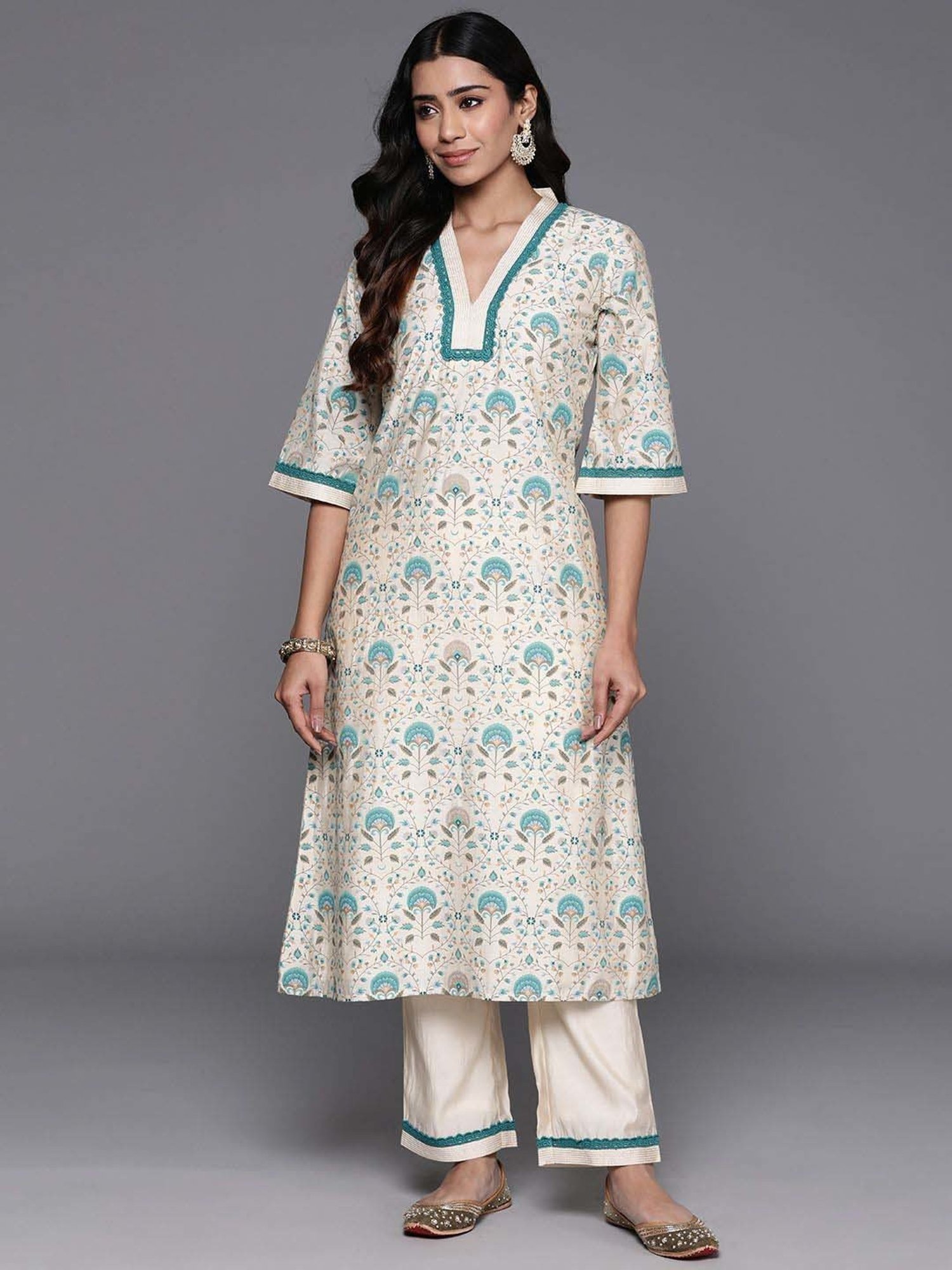 Libas Blue Printed Kurta Pant Set