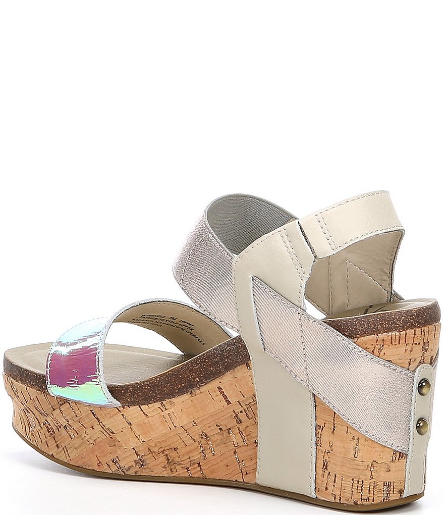 OTBT Bushnell Iridescent Leather & Fabric Platform Wedges