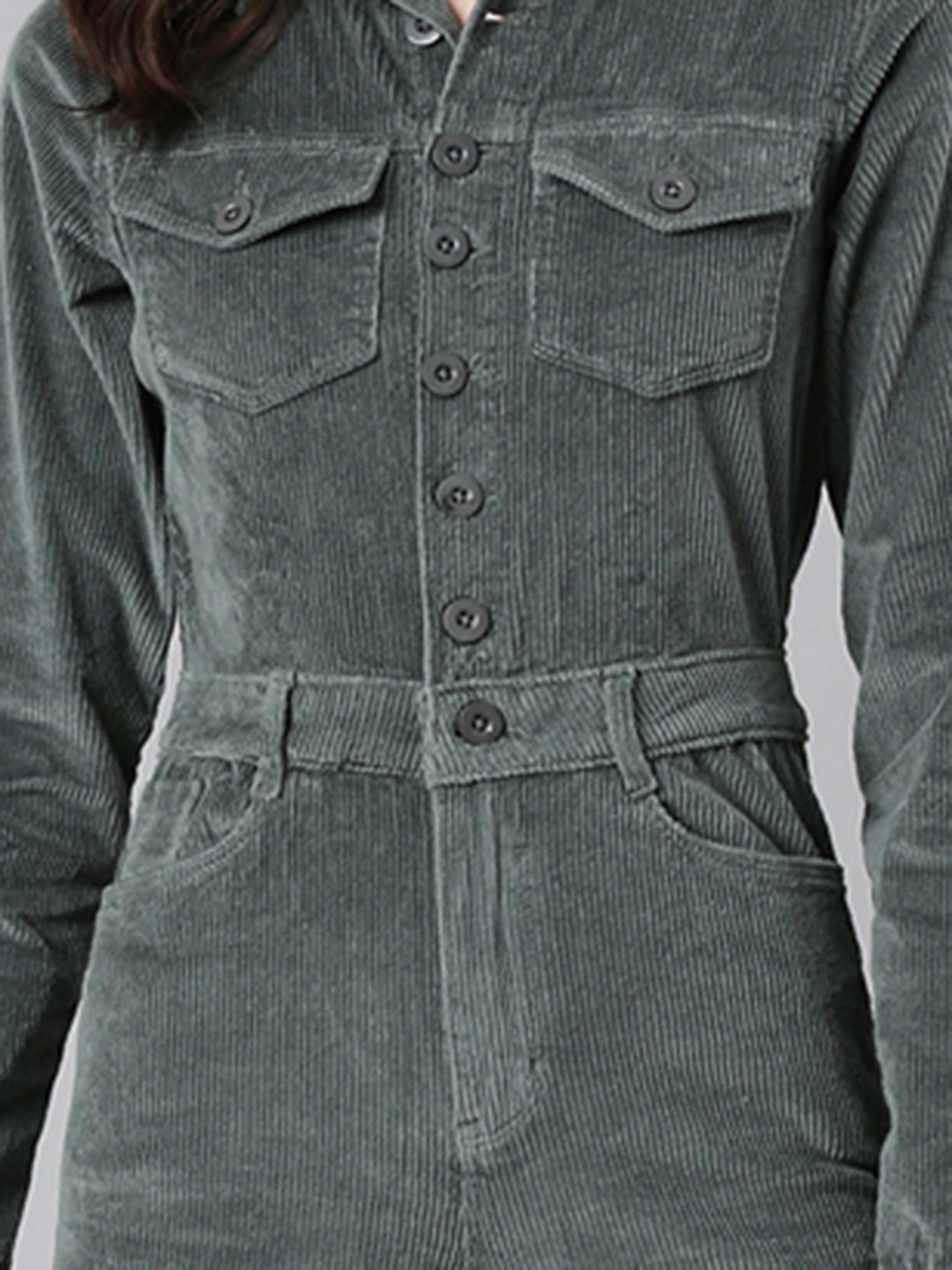 SHOWOFF Green Cotton Maxi Jumpsuit