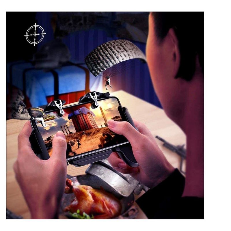 Mobile Game Controller with Cooling Fan, Rubber Non-Slip Ergonomic Handle for Better Comfort Game Trigger Joystick Gamepad, Non-slip Pads