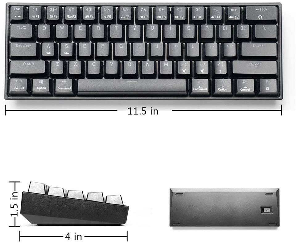 60% Mechanical Keyboard, Velocifire M1 TKL61WS Bluetooth Portable 61-Key Tactile Brown Switch Mini Mechanical Keyboard with Ice Blue Backlit, Compatible with Mac OS and Windows OS(Black)