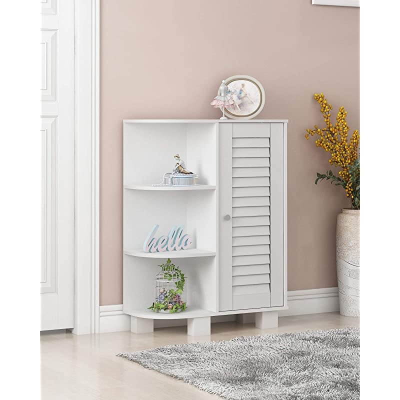 Indo Storage Shelf Louver Door Cabinet, White
