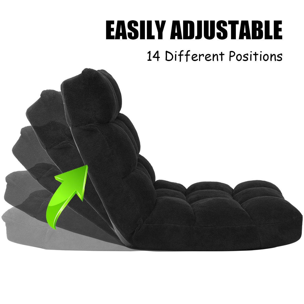 Adjustable 14-Position Floor Chair Folding Lazy Gaming Sofa Chair Cushioned New