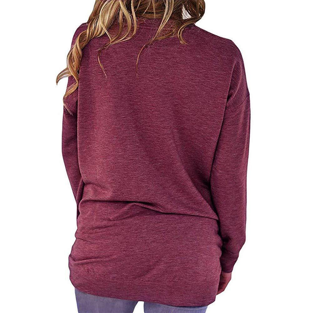 Shusuen Women Casual Long Sleeve Round Neck Sweatshirt Loose T Shirt Blouses Tops