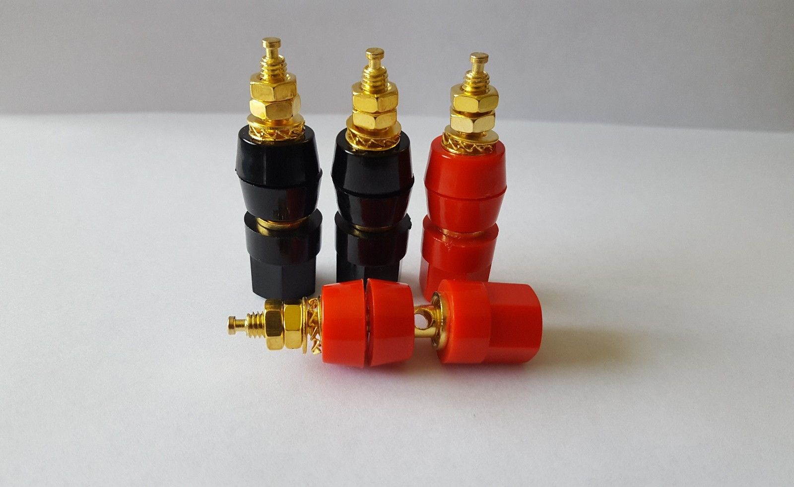 4X Gold Plated Audio Speaker Terminal 4mm Binding Post Banana Jack Plug Adapter