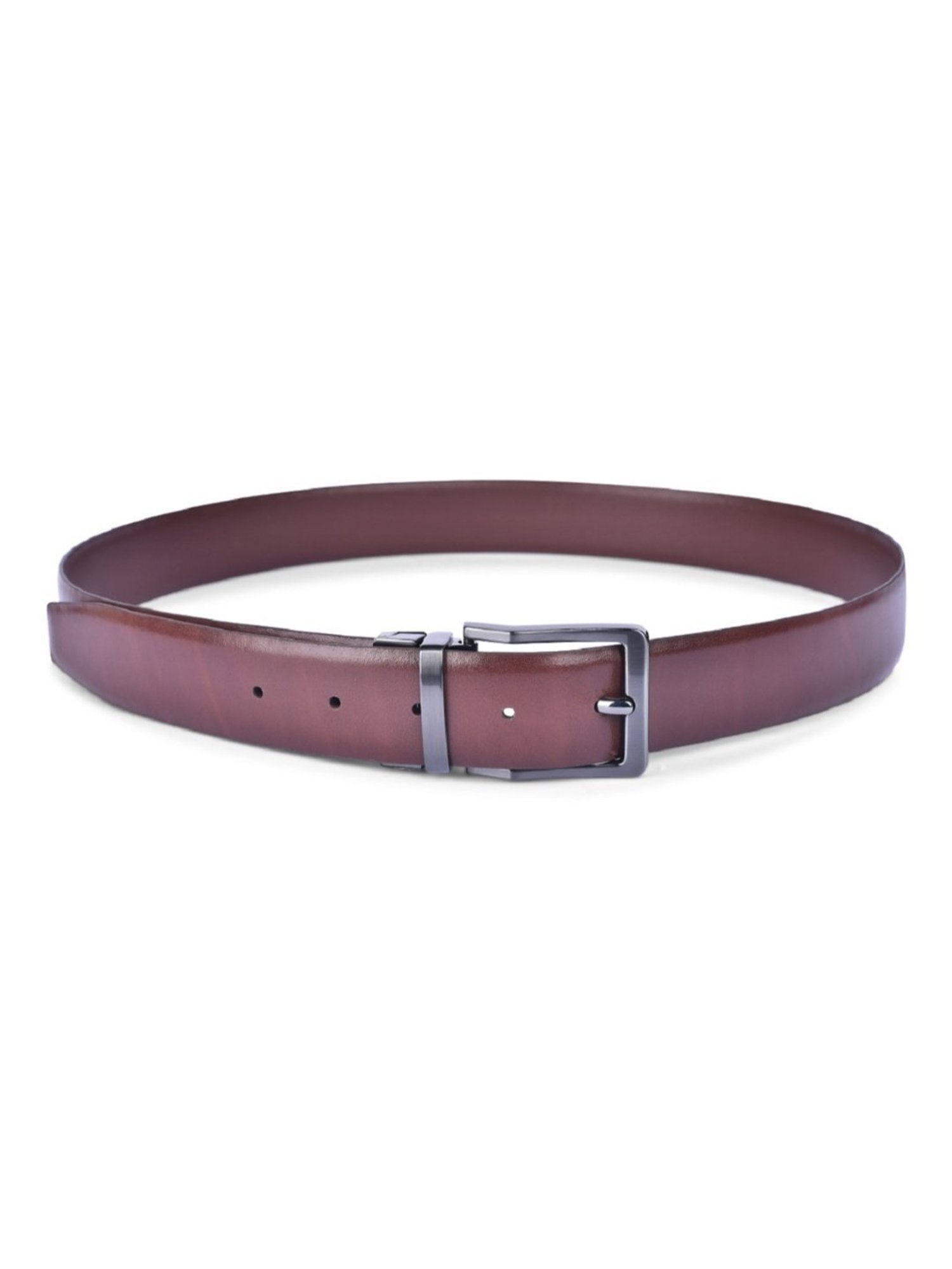 BELWABA Brown Textured Formal Reversible Leather Belt for Men