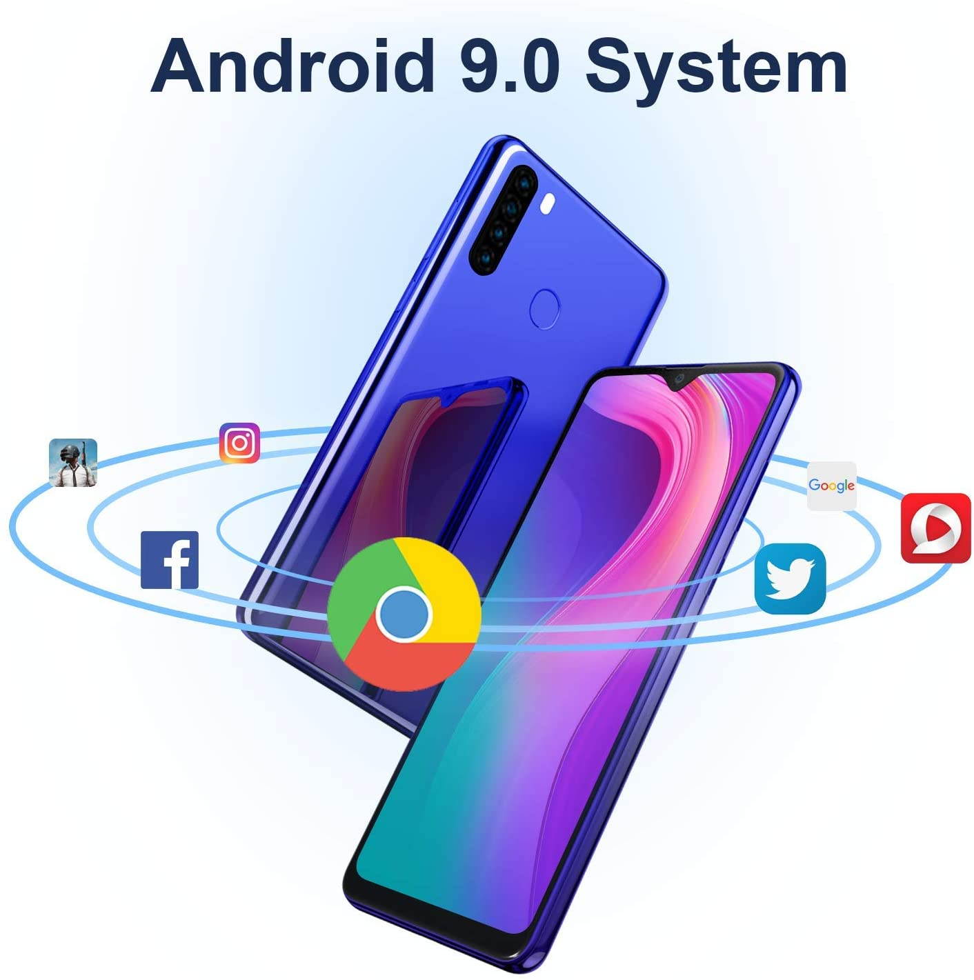 Unlocked Cell Phones, Blackview A80 Pro 4GB+64GB Unlocked Smartphone, 6.49 inches Mobile Phone, Android 9.0, 13MP+8MP, 4680mAh 4G Dual SIM Unlocked Phones, Fingerprint/Face ID for AT&T Cricket Phones