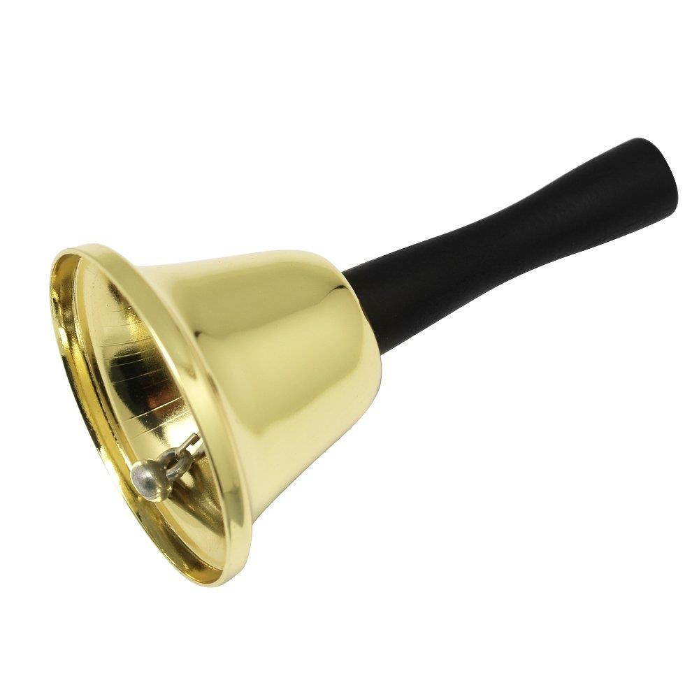 Hysagtek 2 Pcs Metal Tea Hand Bell Loud Call Service Bell Tone Handbell for Wedding Events, Decoration, Food Line, Alarm, Jingles, Ringing, Gold and Silver