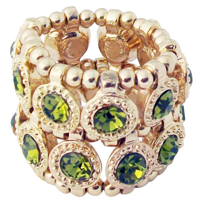 Zirconite Stretch Ring with Crystals - Peridot