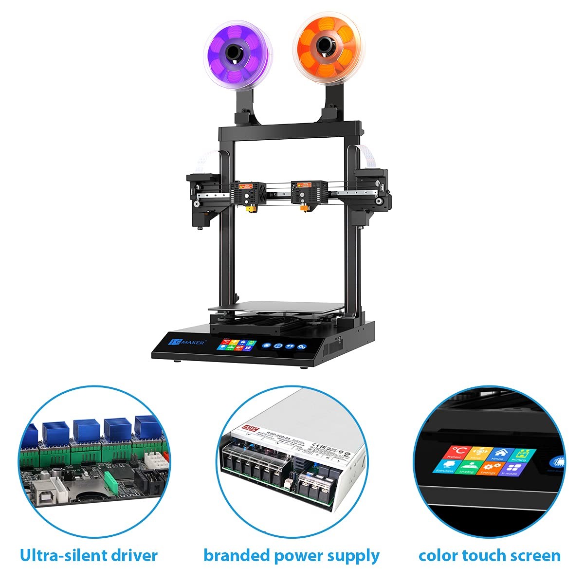 2020 New X5SA Pro 3D Printer High Precision Large Build Size Double Axis External Guide Rail and Titan Extruder, TRONXY 3D Printer