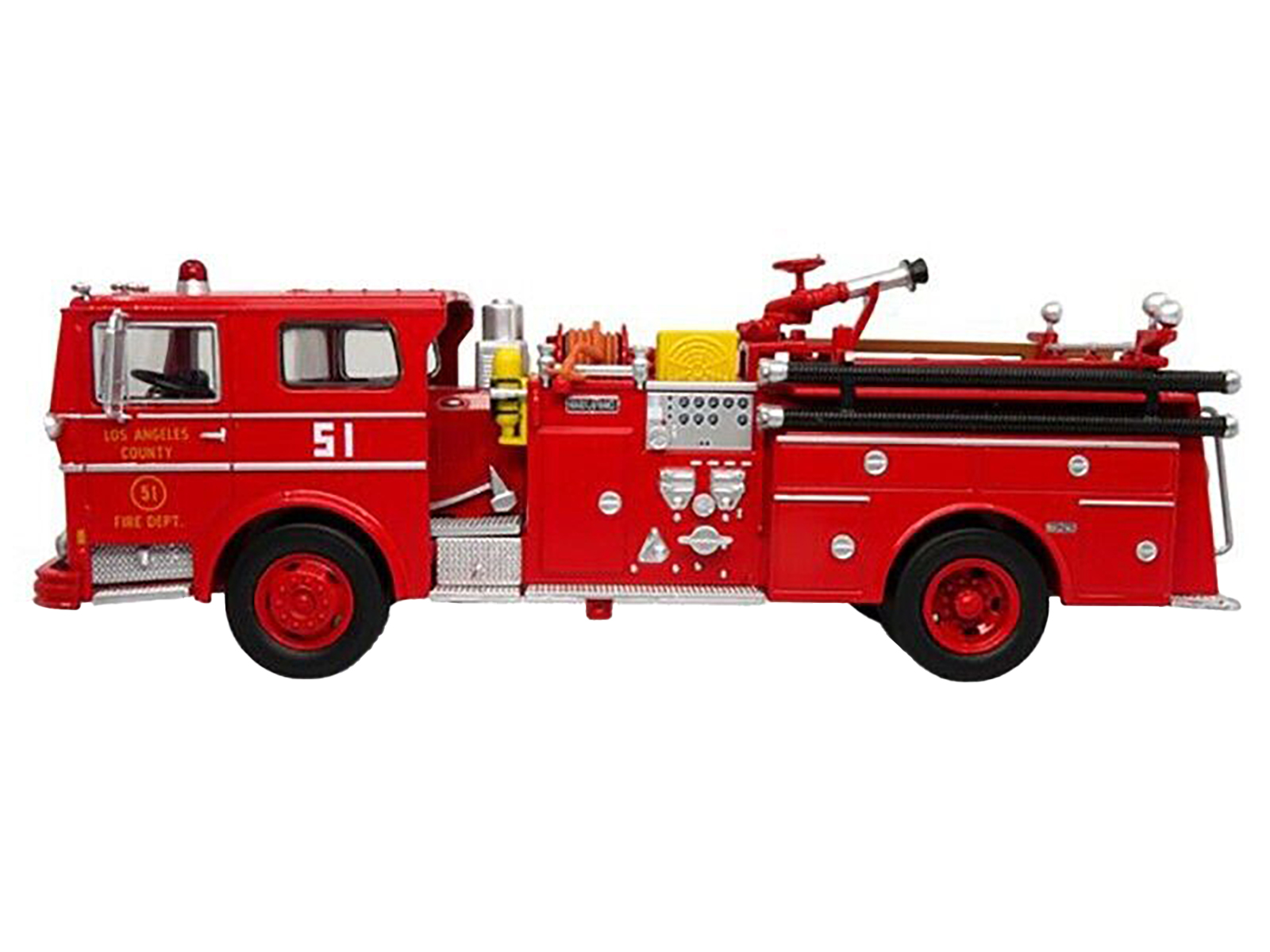 1973 Ward LaFrance Fire Engine "Los Angeles County Fire Department Engine 51" Red "5 Alarm" Series Limited Edition 1/87 (HO) Diecast Model by Iconic Replicas
