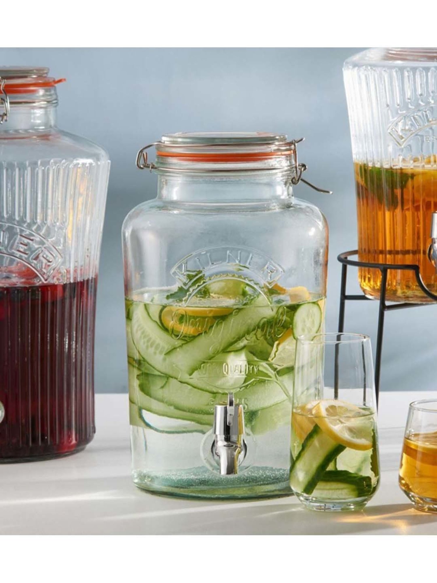 Kilner Transparent Stainless Steel Clip Top Round Drinks Dispenser (5 L)