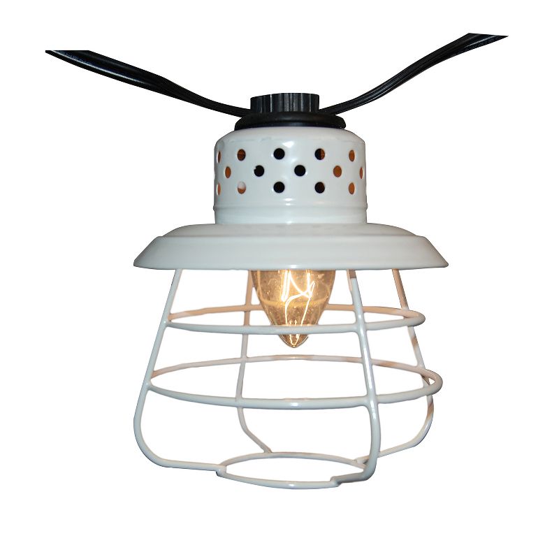 10 Lights Caged Metal Electric Café String Lights White
