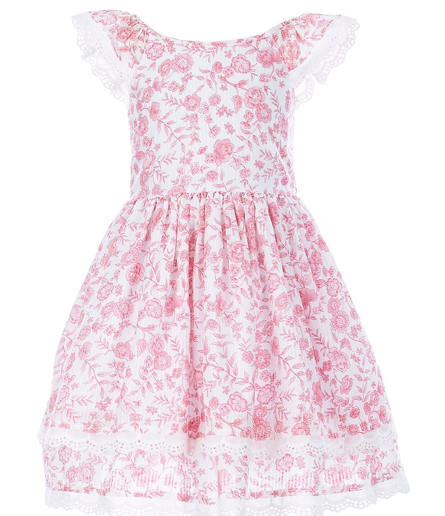 Laura Ashley Little Girls 2T-6X Flutter-Sleeve Floral-Printed Fit-And-Flare Dress