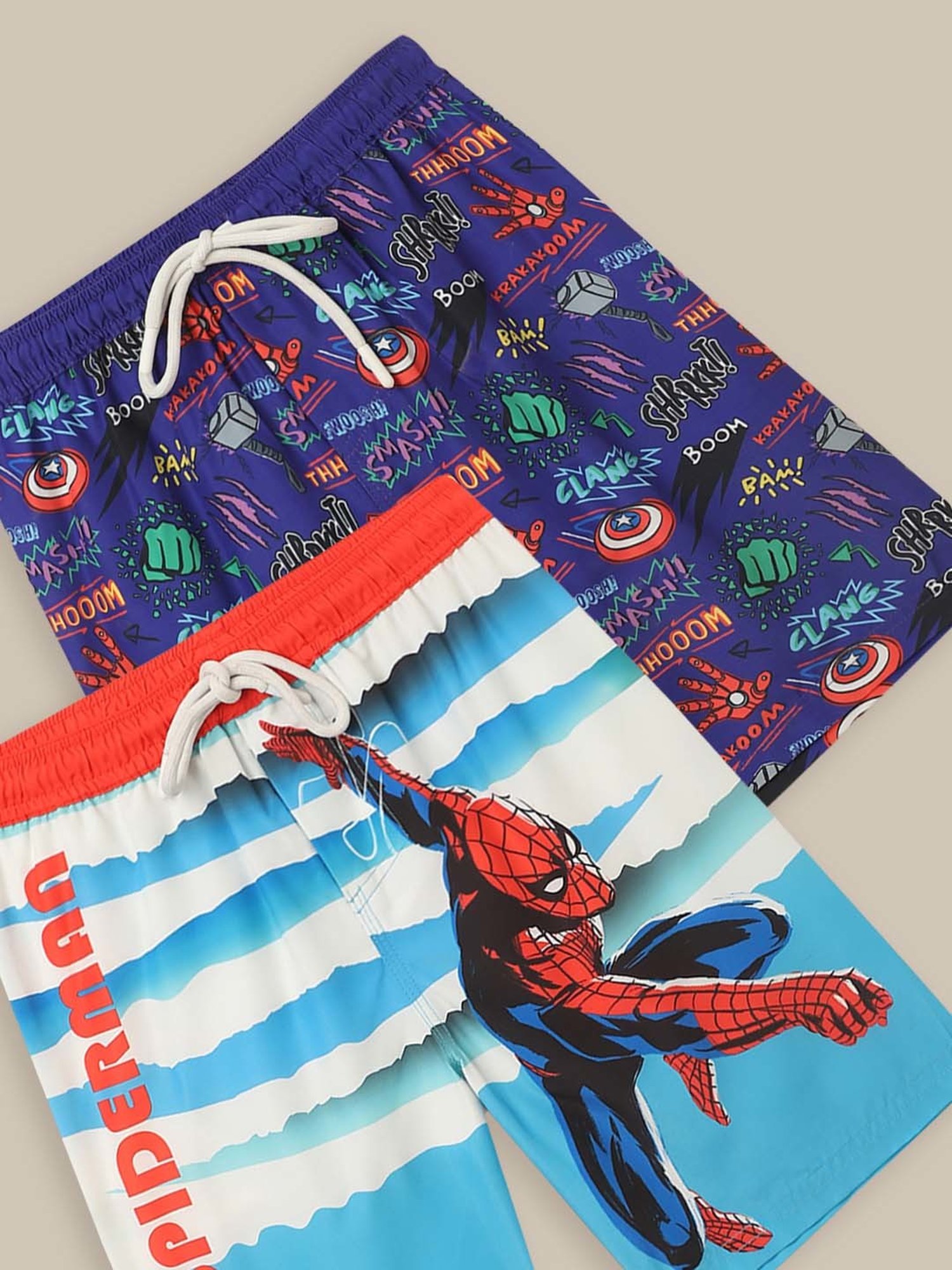 Kidsville Blue & Red Printed Shorts