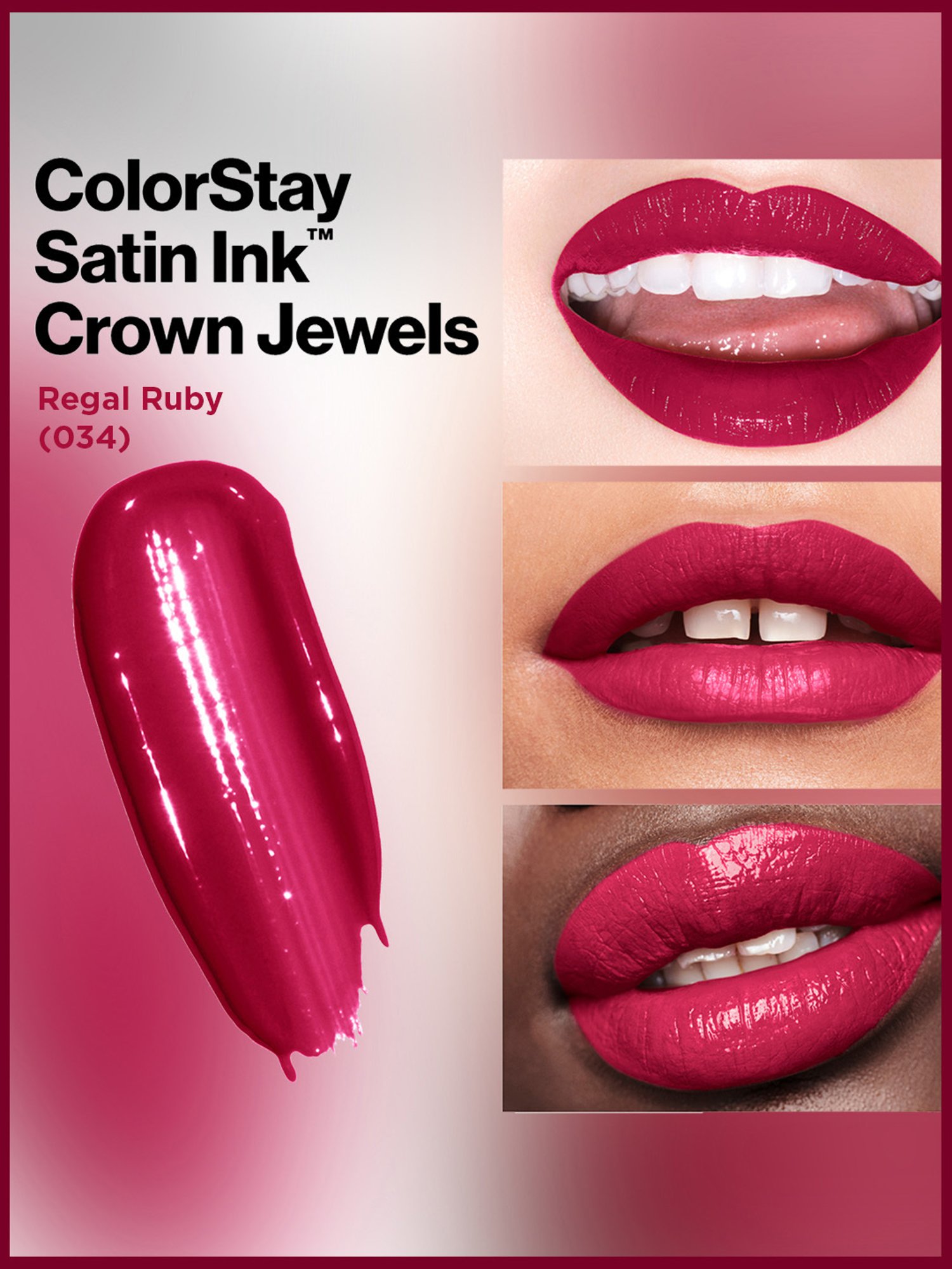 Revlon ColorStay Satin Ink Crown Jewels Liquid Lipstick Regal Ruby - 5 ml