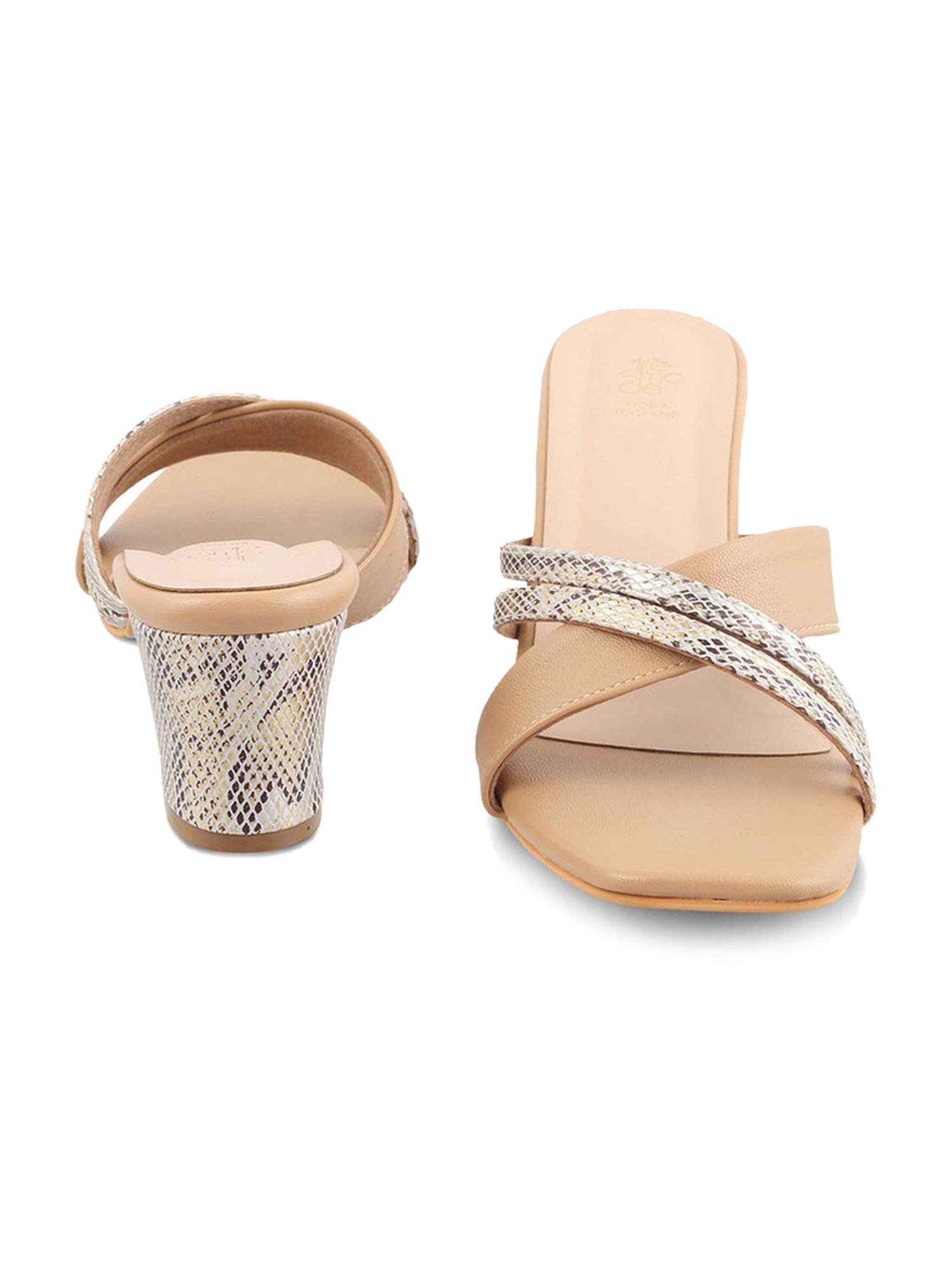 Tresmode Women's Beige Cross Strap Sandals