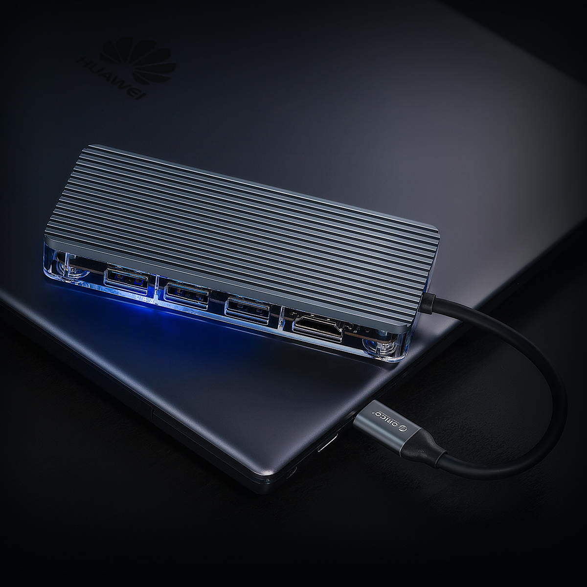 ORICO Type C Adapter HUB with 3 USB 3.0 Ports, 1x 4K HDMI, 1x 1000M RJ45 Ethernet, Power Delivery for Charging  6-in-1 USB Type C to HDMI Adapter Docking Station, Up to 5Gbps,Plug and Play