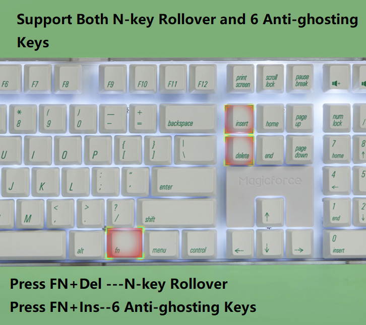 Qisan Magicforce N-key Rollover  Mechanical Keyboard Gaming Keyboard Cherry MX Brown  100% Full Size 108 Keys with White Backlight Case,PBT Keycaps