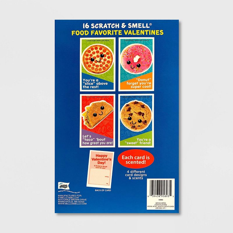 Mello Smello 16ct Scratch & Smell Food Favorite Valentines Cards