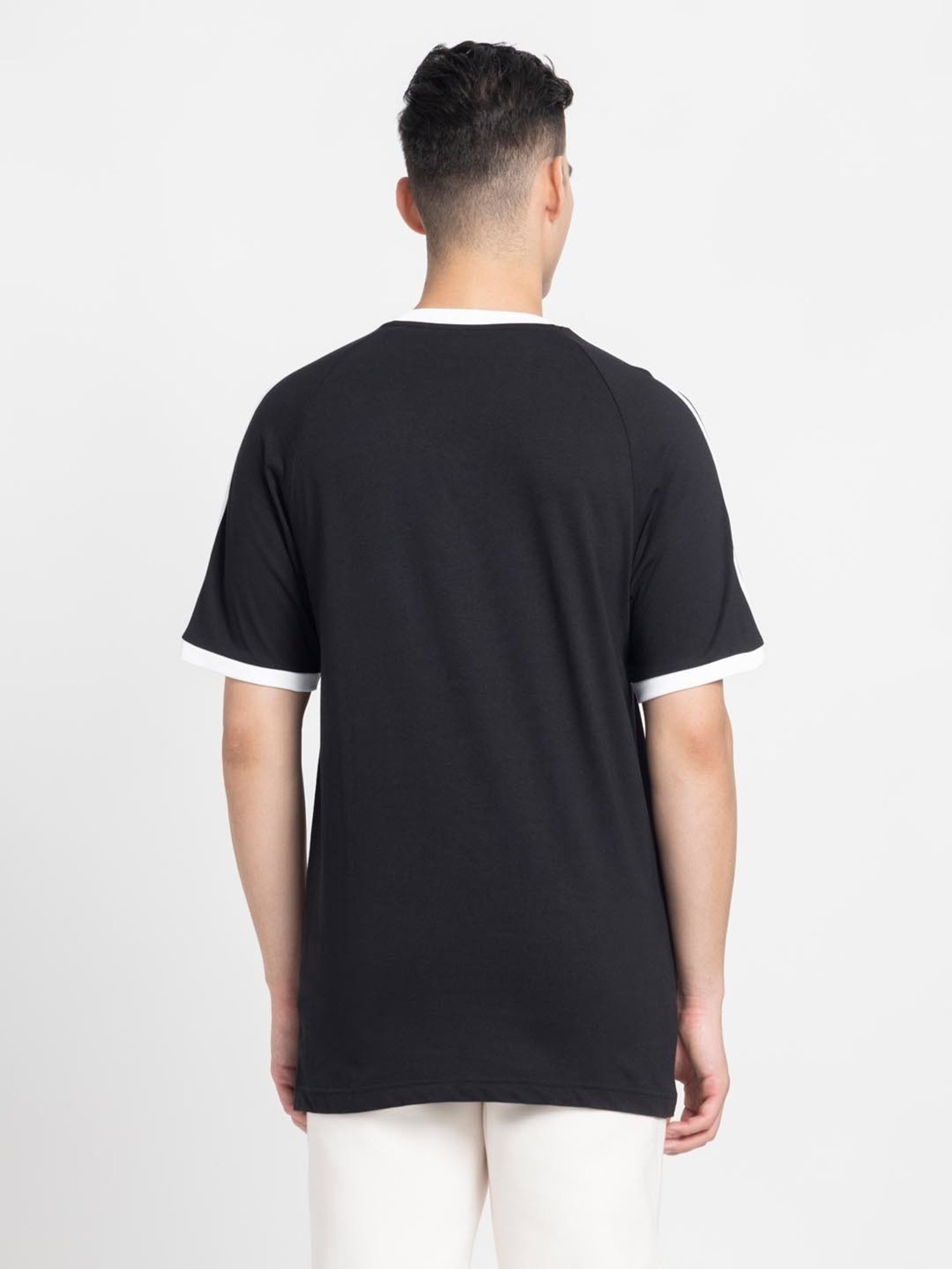 Adidas Originals Black Regular Fit Striped T-Shirt