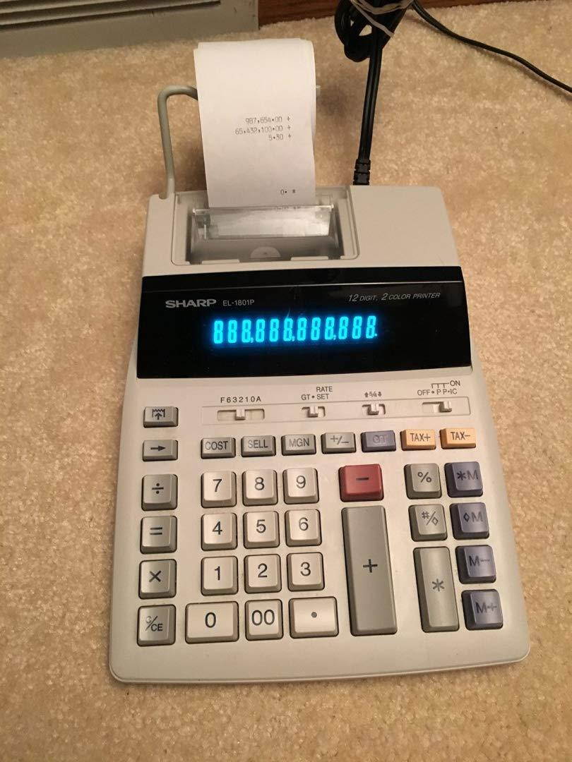Sharp EL-1801P 2-Digit 2-Color Serial Printing Calculator