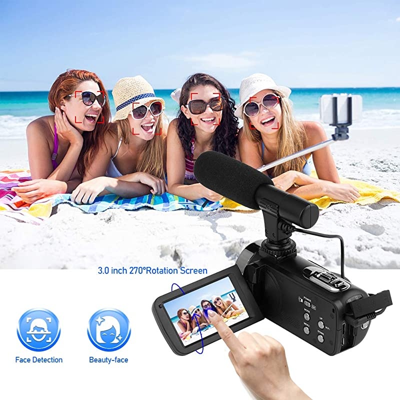 Camera 4K 48MP 18X Digital Camera WiFi Camera for YouTube IR Night Vision Camcorder 360&deg;Wireless Remote Control Vlogging Camera with External Microphone