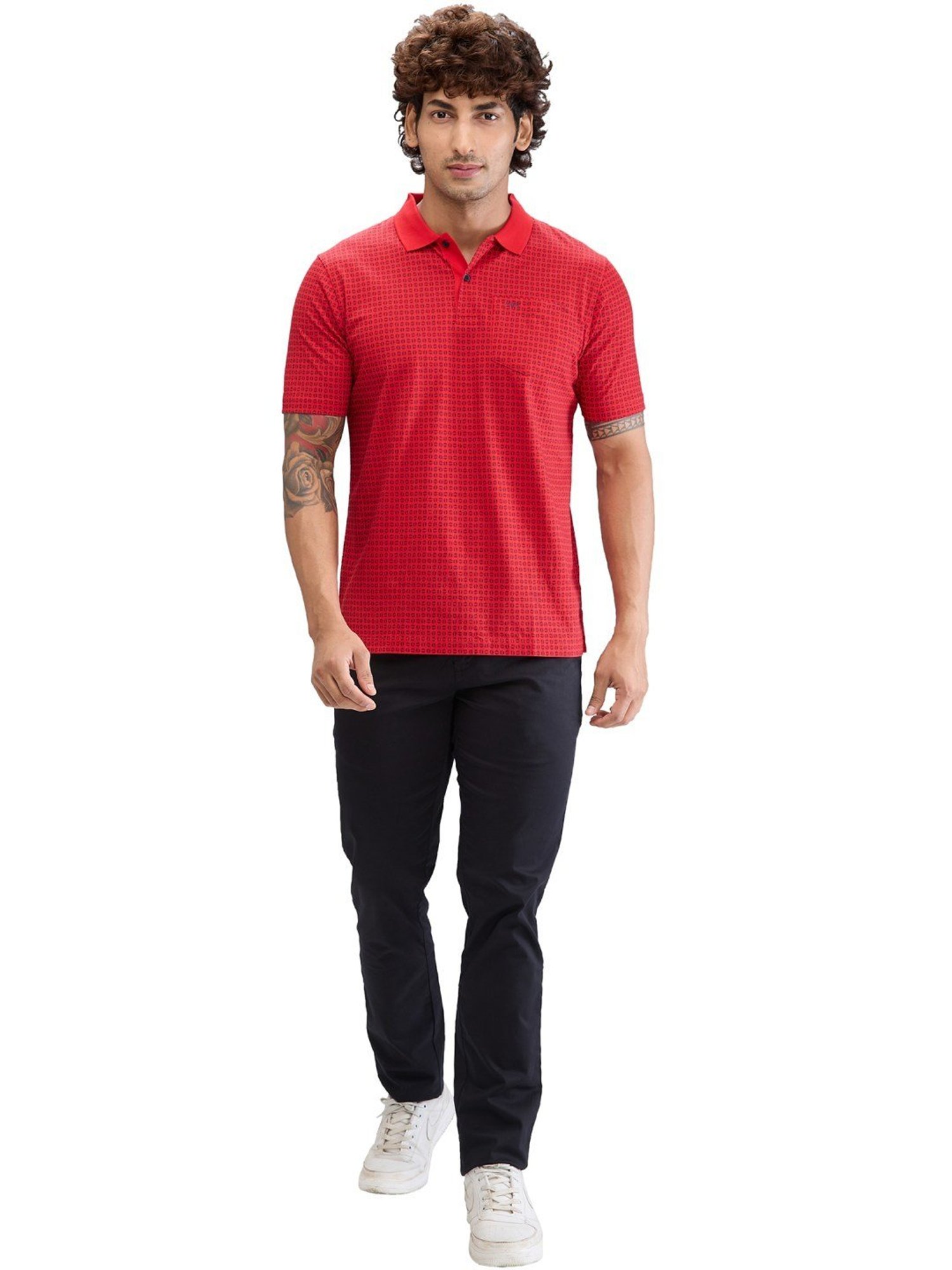 Colorplus Red Classic Fit Printed Polo T-Shirt